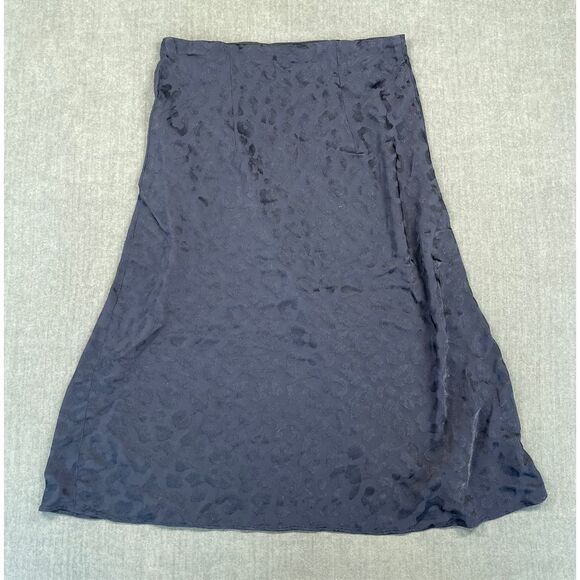 Minimalist Leopard Jacquard A Line Skirt Express Women M Navy Blue High Rise - Picture 7 of 8